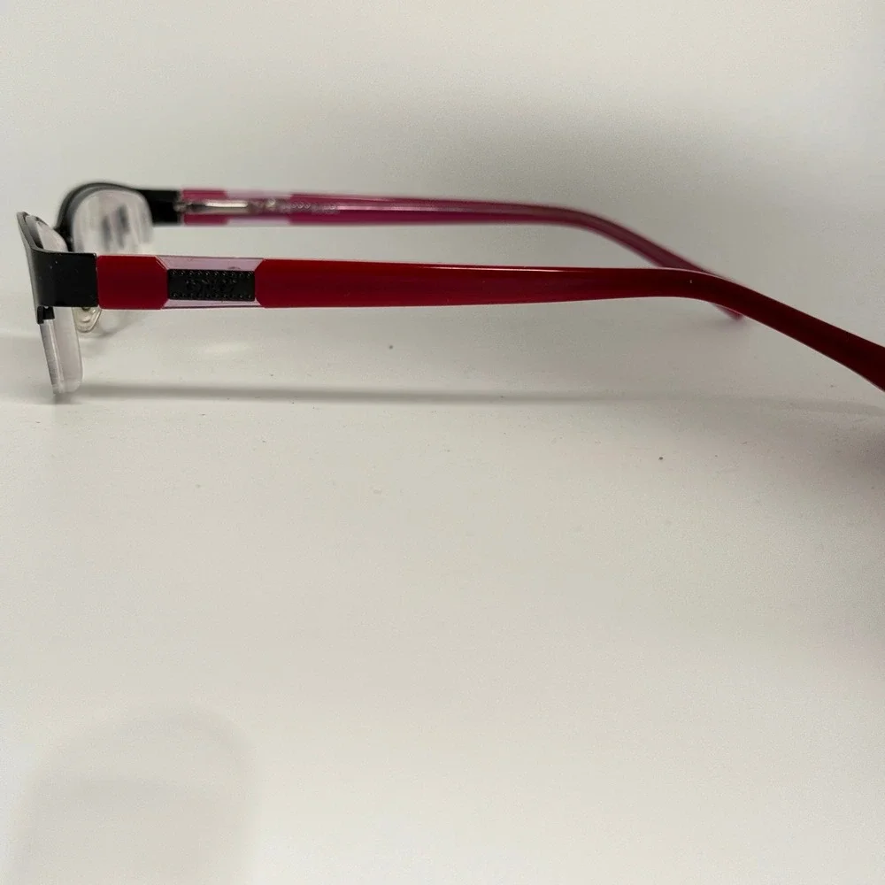 Bongo B Fresh BLK Eyeglasses Black Pink Semi Rimless Rectangular Frame 50-17-135